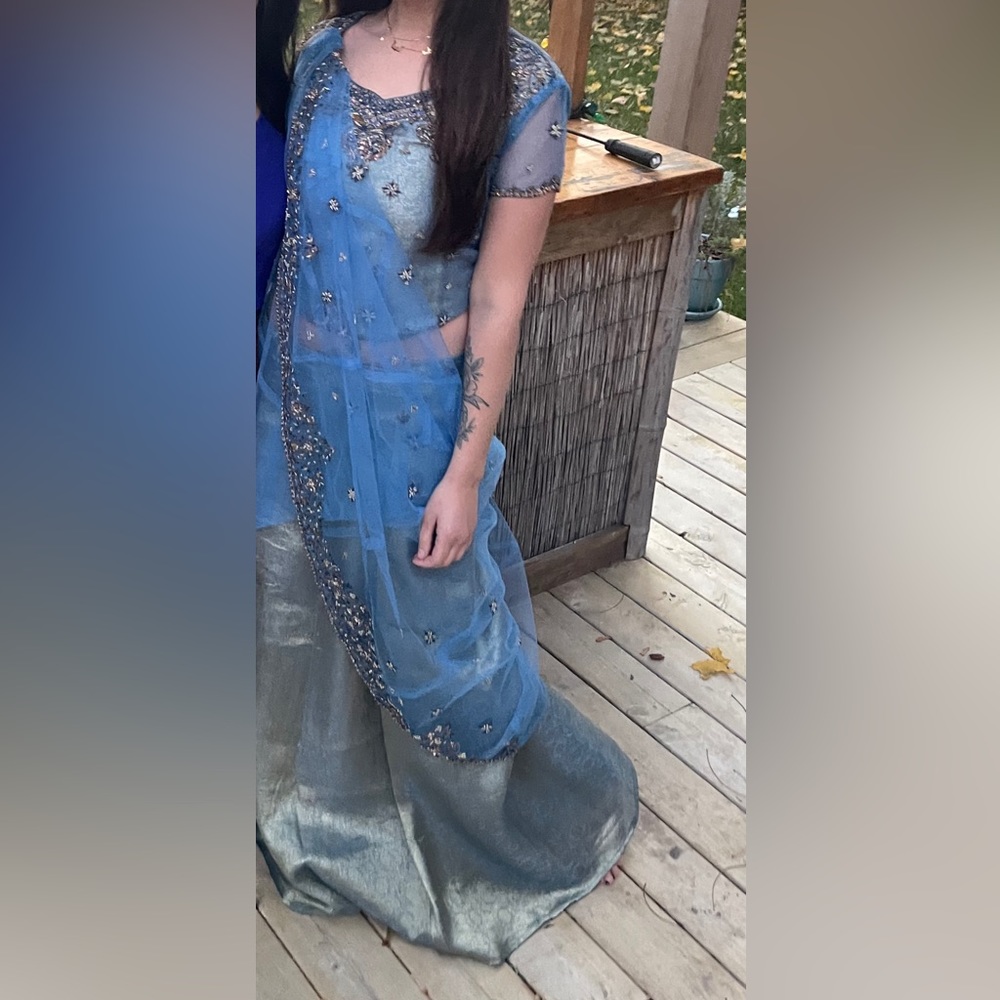 Stunning blue sari Indian dress
